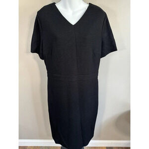 Hugo Boss Helala Textured V Neck Dress Business Wear Size 12 Black